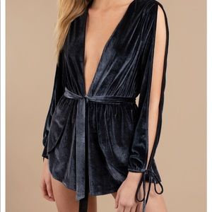 Blue long sleeve romper